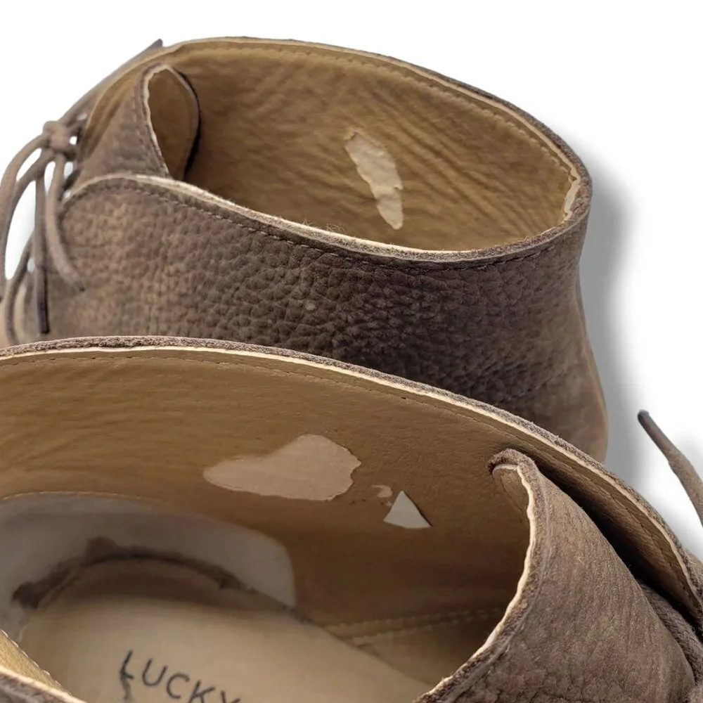 Lucky Brand Junes Wedge Boot Womens 8.5 Brown Nubuck Leather‎